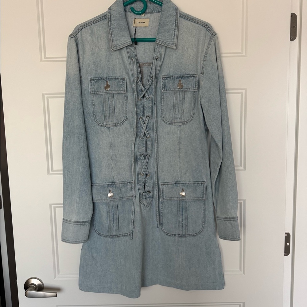 DL1961 Light Blue Lace-Up Jean Dress